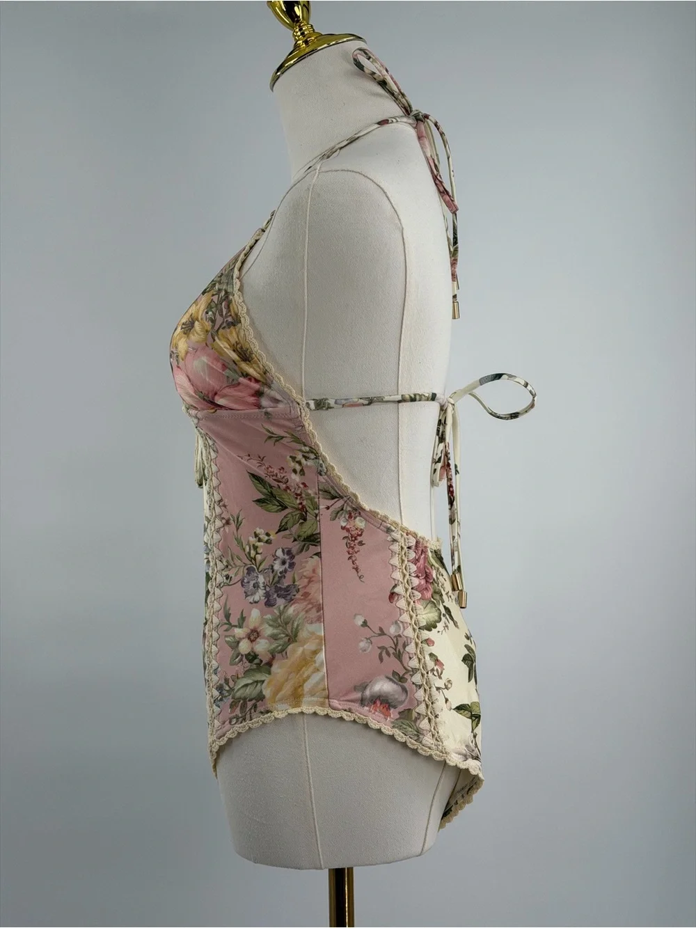 🆕 ZIMMERMANN 🧿 NWT Waverly Keyhole Crochet One Piece Swimsuit, Pink - Sz 2 US8